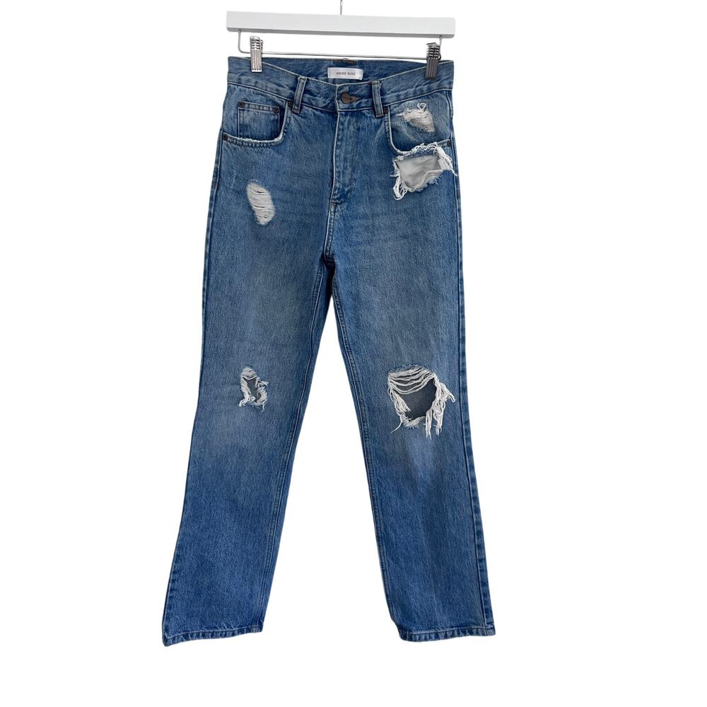 Anine Bing Distrissed Straight Leg Womens Jeans Size 26